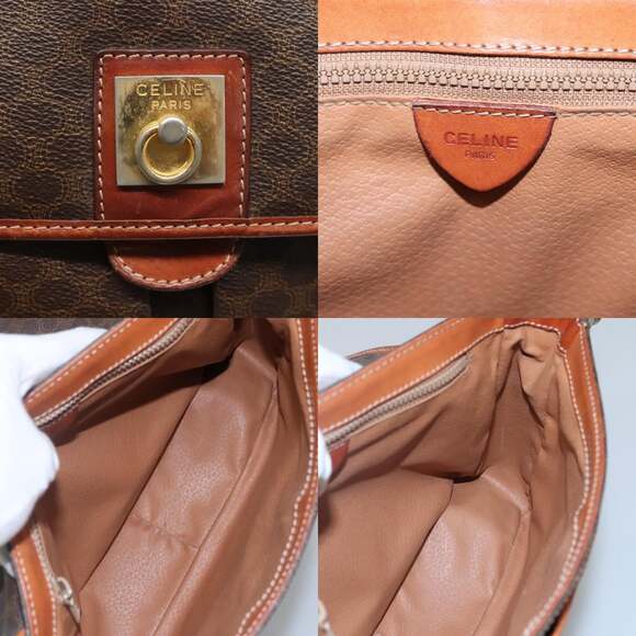 CELINE Macadam Canvas Shoulder Bag Pvc Leather Brown - Picture 11 of 12